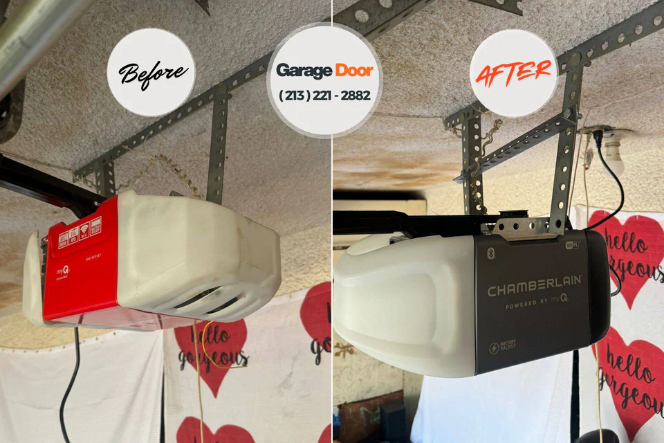 Before and after: garage door repair Wichita, KS